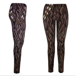 Star Wars Chewbacca Velvet Legging Brown Black Stretch Disney Cosplay Pant